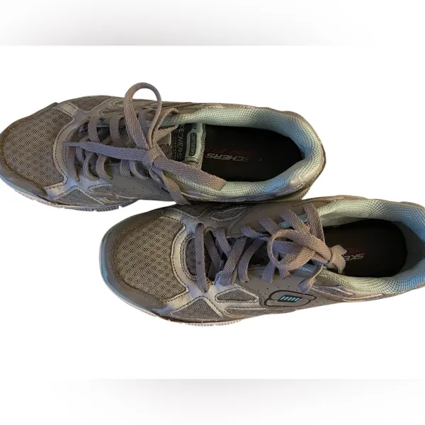 Skechers Flex Sole Memory Foam Grey Green Running Shoes Athletic 8.5 Sneakers - Image 3