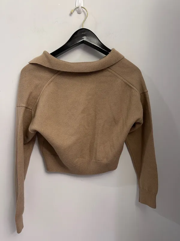 Wilfred Aritzia Clara Merino Wool Waist Crop Sweater in Camel M new without tags - Image 2