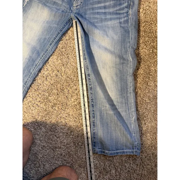 Miss Me JW5824P Cuffed Capri Jeans Light Wash Distressed Blue Denim Size 33 - Image 7
