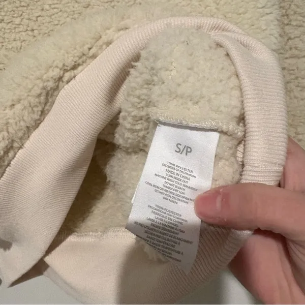 WEAR by Erin Andrews Carolina Panthers Sherpa Half-Zip Hoodie cream‎ women small - Image 5
