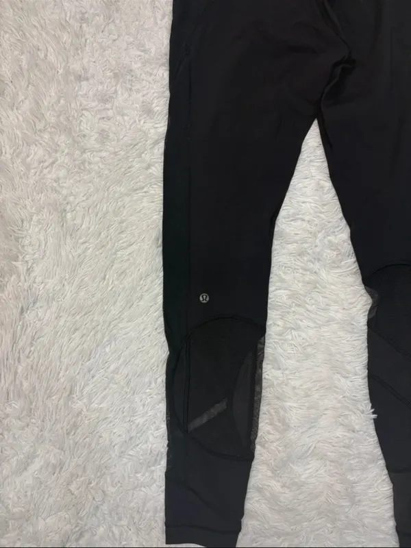 Lululemon Black Mesh-Panel High-Waist Leggings - Image 3