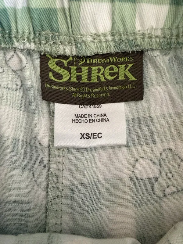 Green Checkered Shrek Patterned Shorts Size XS - Image 4