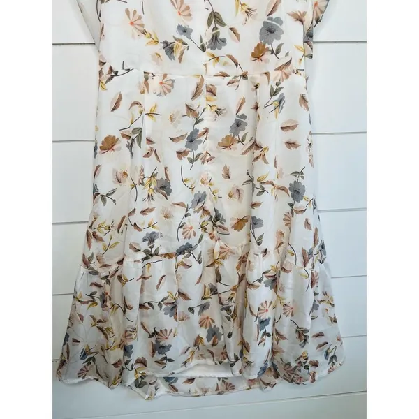 Princess Polly Ivory Floral Print Tie Shoulder Ruffled Hem Sleeveless Mini Dress Size 6 - Image 7