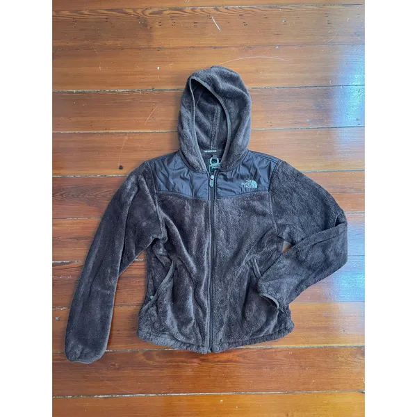 The North Face Osito Hooded Fleece Jacket Womens Small Brown Plush Full Zip - Image 6