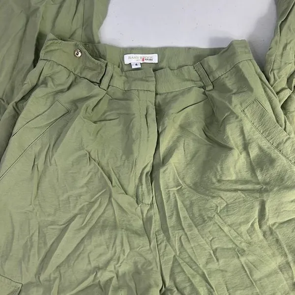 RTR Ramy Brook Women's Emil Pants sz 6 olive wide leg cargo solid green pockets - Image 6