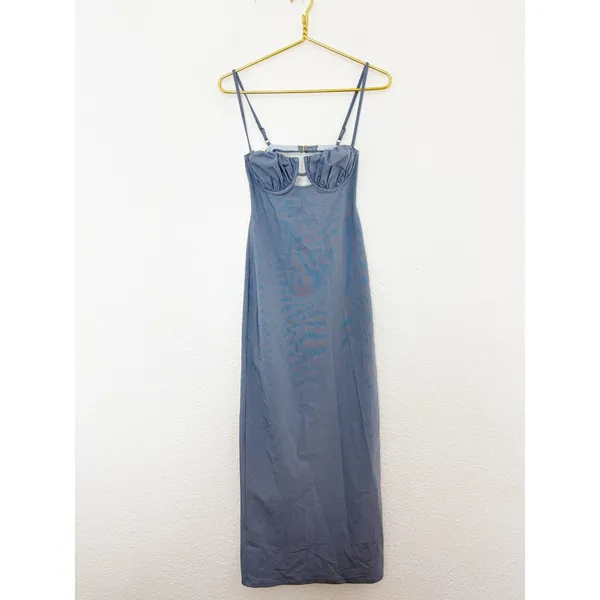 Montce Swim X Olivia Culpo Dark Denim Petal Long Slip Dress Size Medium - Image 4