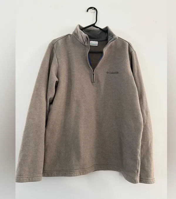 Columbia Outdoor Quarter Zip Pullover Sweatshirt Brown Size S M Unisex - Image 2