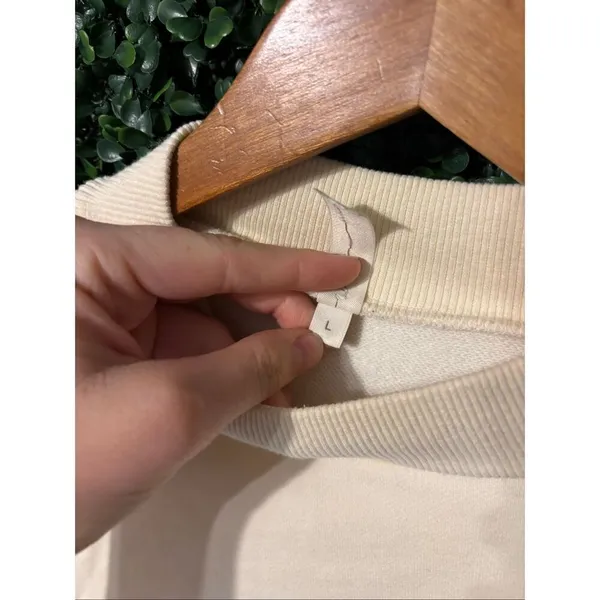 Nap Drawstring Hem Cotton Oversized Pocket Sweatshirt Beige/tan Womens Size L - Image 3