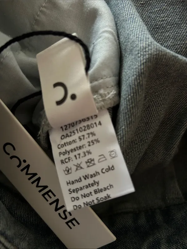 Commense Asymmetrical Ruched Denim Wide-Leg‎ Pants Jeans Sz S Tan Patch Indie - Image 6