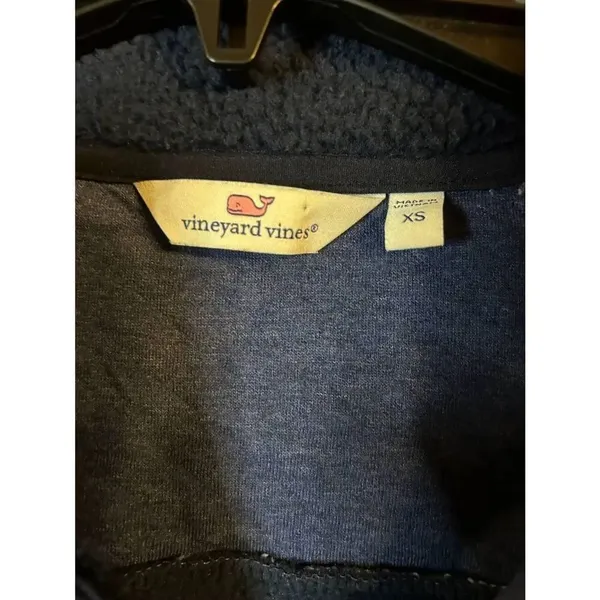 Vineyard Vines Medium Dark Blue Pullover Sherpa Sweater Pockets Size XSmall (892 - Image 3
