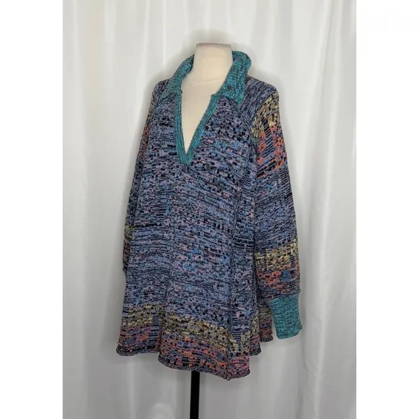 FREE PEOPLE‎ Seasons Of Sun Mini Collared Pullover Knit Sweater Dress Small - Image 6