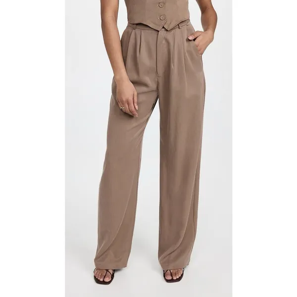 Reformation Mason High Waist Pleated Wide Leg Trouser 2P Office Career Business - Image 8