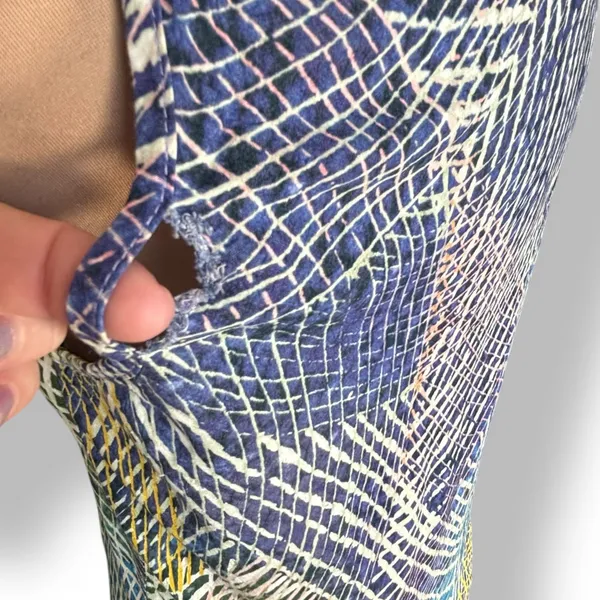 Jams World Hibiki Tank Top Large Blue Green Yellow Abstract Print Rayon‎ Hawaii - Image 6