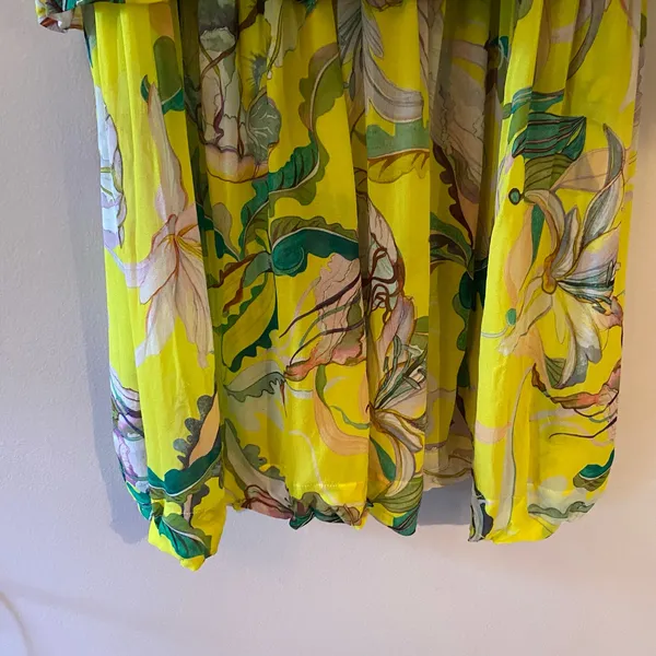 NWT Farm Rio Jellyfish Bouquet Yellow Sleeveless Tiered Maxi Dress Event Large - Image 7