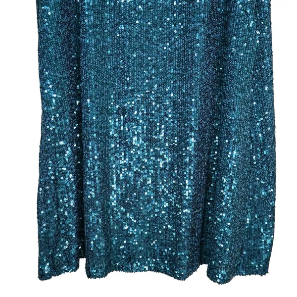 Cable & Gauge Womens M Short Sleeve Sequin Lined Mini Dress in Green NEW - Image 5