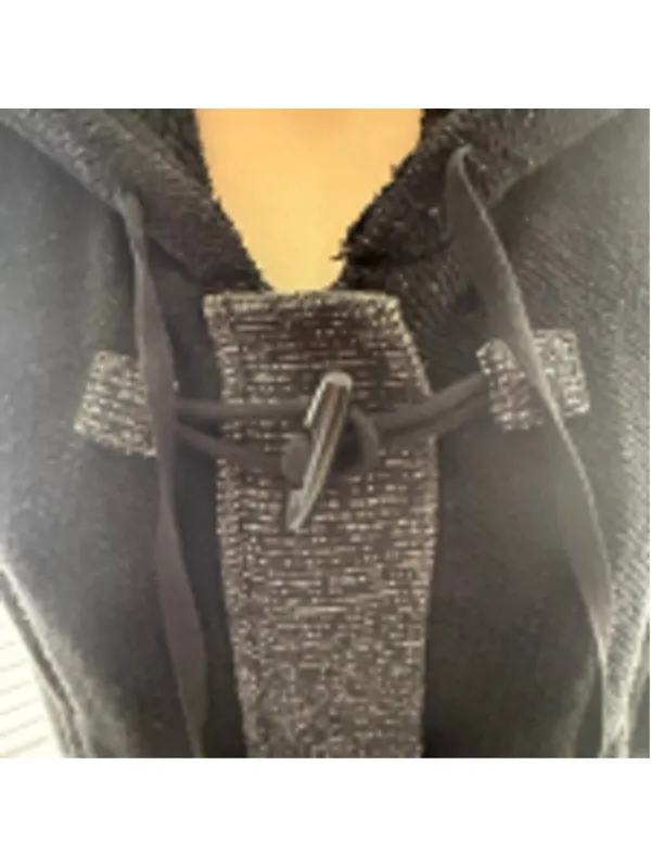 Rip Curl Penny fleece long jacket black gray toggle buttons hooded whimsigoth L - Image 10