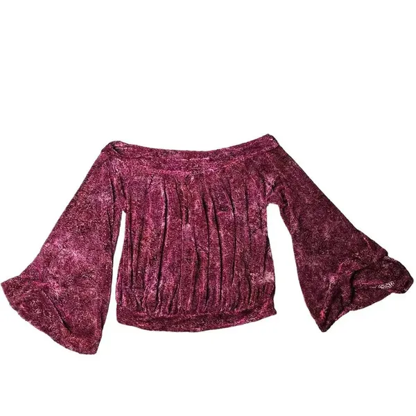 Free‎ People Ginger Berry Velvet Off The Shoulder Top - Image 2
