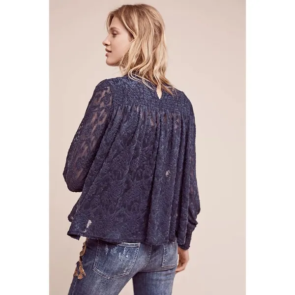 Anthropologie Deletta Amanna Lace Top‎ Sz XS black - Image 2