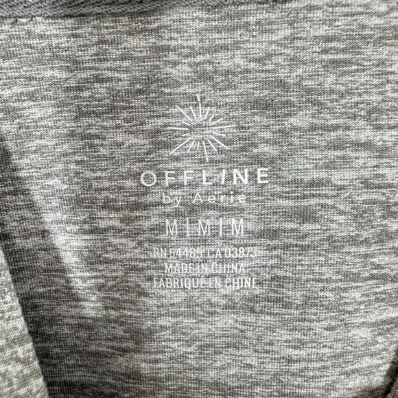 Aerie Offline‎ Grey Heathered Hoodie Thumbholes Zipper Pockets Athleisure Size M - Image 6