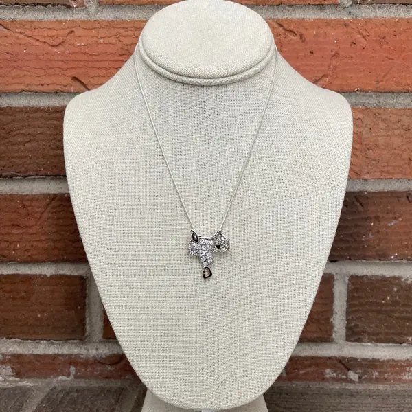 Rhinestone Western Saddle Necklace Silver - Image 2