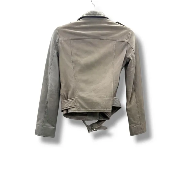 AllSaints Balfern Leather Biker‎ Jacket Women's Size 0 Taupe Moto Fall Edgy - Image 4