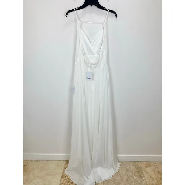 Lulus Romantic Inspiration White Sleeveless Faux Wrap Maxi Dress Wedding M NWT - Image 9