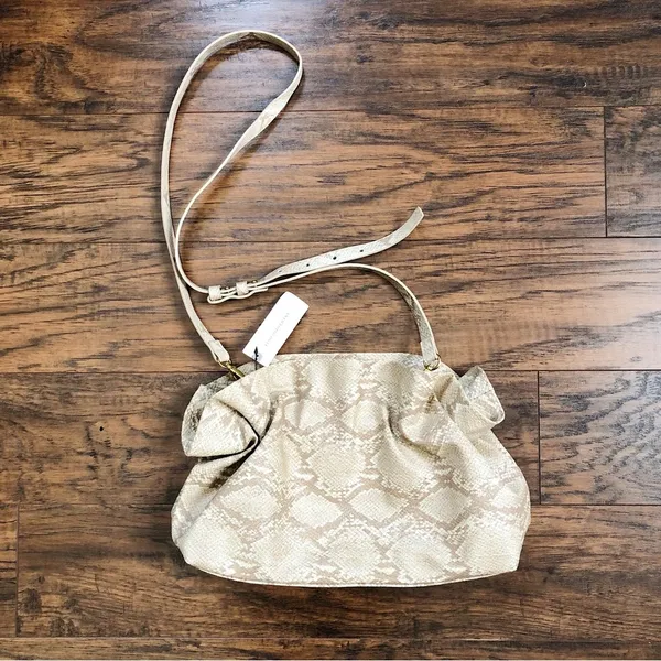 Anthropologie • Jory Clutch purse crossbody bag ruffle python snakeskin beige - Image 2