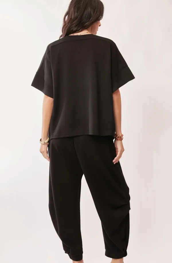 Davis & Dani Black 2 Pc Matching Set Size Small Flowy Pants & Top - Image 2