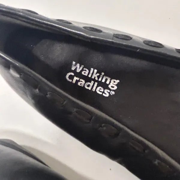 Walking‎ Cradles Black Leather Ballet Flats Bow Whipstitch Womens 8.5 B - Image 6