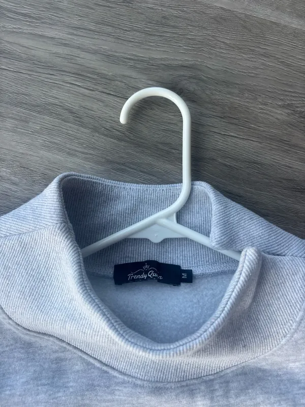 Mock Neck Crew Neck Gray Size M - Image 4