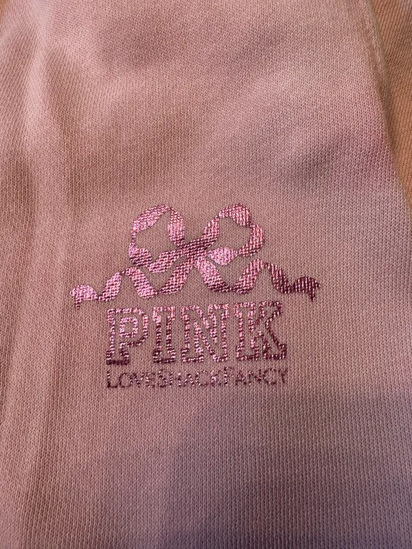 VS Pink X LoveShackFancy Size XXS Pink Bow Jogger Sweatpants Coquette - Image 2