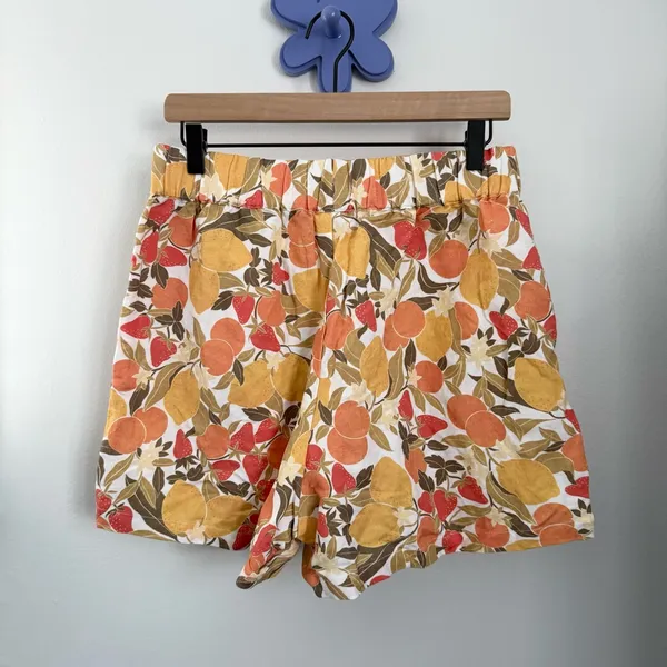 Kulani Kinis Large NEW Tropical Fruit Shorts Linen Vacation Resort Elastic - Image 3