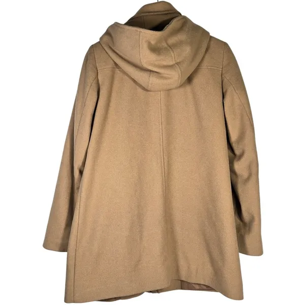 MICHAEL Michael Kors Tan Wool Blend Hooded Duffle Coat Toggle‎ Closure Size 10 - Image 2