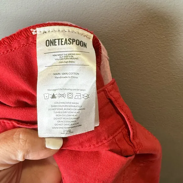 One Teaspoon Women's Cargo Motion Ruby‎ Red Jeans Cotton Size 28 - Image 6