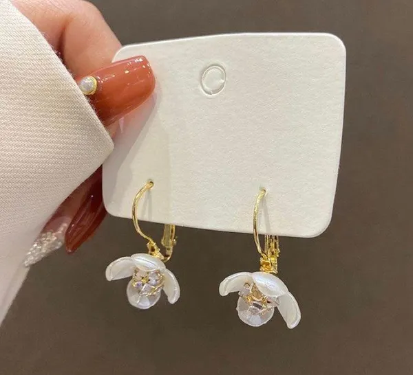 Flower Dangle Drop Earrings for Women Gold - Image 2