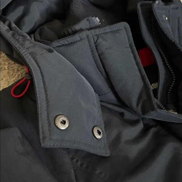 Abercrombie & Fitch Women's Navy Parka Coat with Hood Full Zip Snap Size S - Image 6
