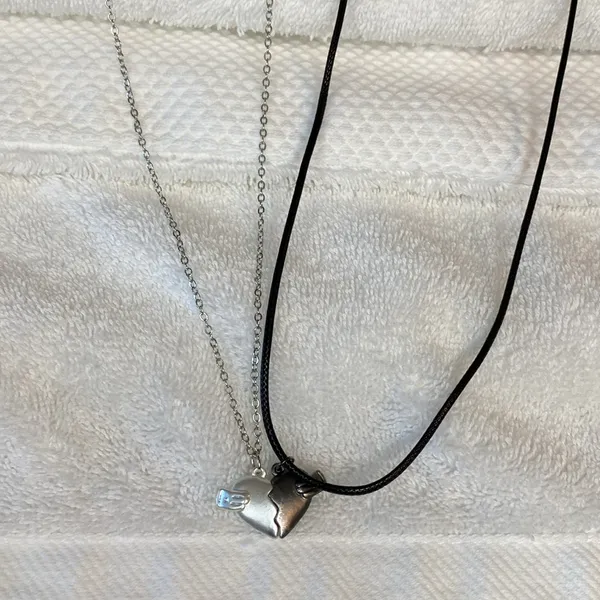 Elegant Streetwear Heart Shape Silver Plating Pendant Dual Partner Necklace - Image 5