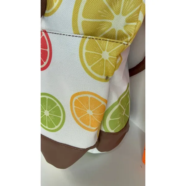 Citrus Fruit Print Large Insulated Lunch Tote Zipper Cooler Bag NWT - Image 9