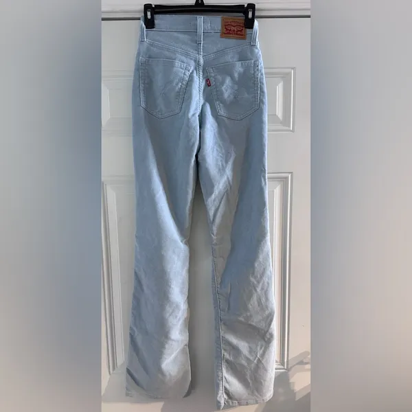 Levis Ribcage Bootcut Corduroy Pants Women 26 x 33‎ Blue Slim High Rise - Image 3