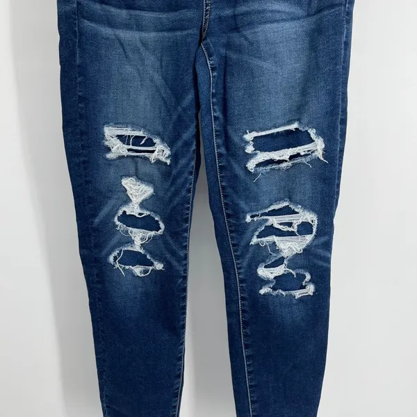 American Eagle Outfitters‎ Curvy Hi Rise Jegging Jeans Dark Wash Ripped Size 6 - Image 2