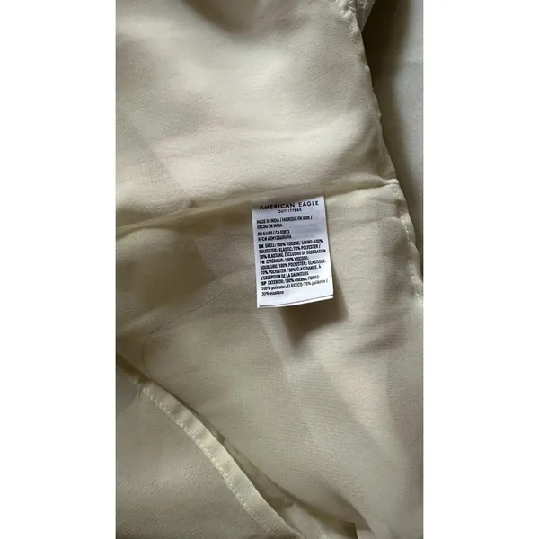 American Eagle Ivory Babydoll Dress with Smocked Bodice Size XS Lined boho style - Image 13