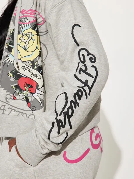 Ed Hardy Rose and Sword Full Zip Hoodie XS - Image 3