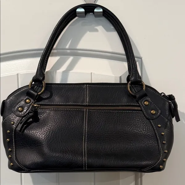 Black Shoulder Bag with gold metal accents studs faux leather Y2K 90’s - Image 2
