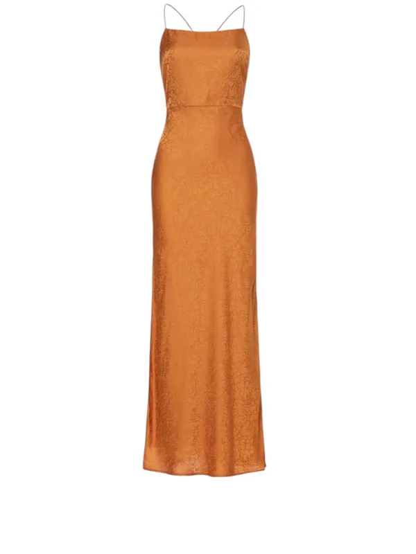 Jason Wu- Jacquard Slip Maxi Dress in Burnt Orange Size 8 - Image 5