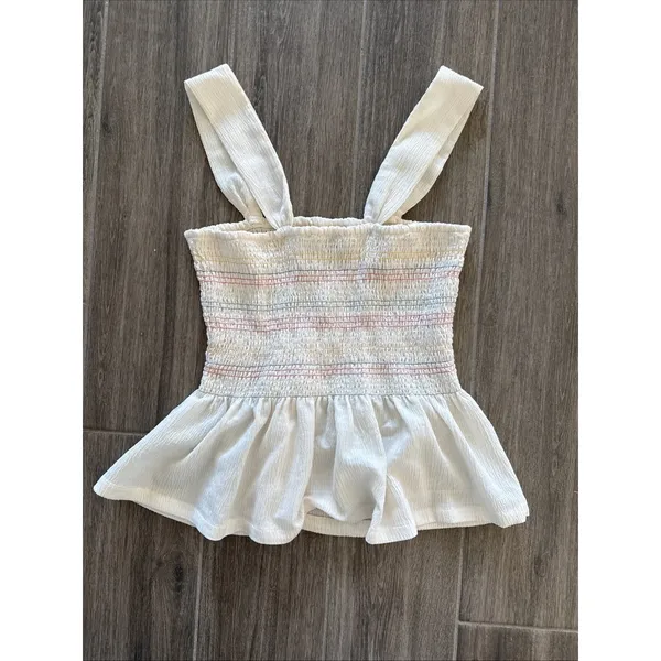 Madewell Tank top Scrunch Blouse Ivory Size M Boho - Image 5