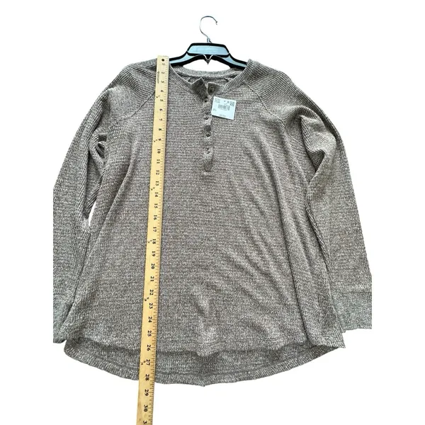 American Eagle‎ Top Knit Women's Large Henley Lounge Comfy Lounge Brown #B6-1 - Image 6