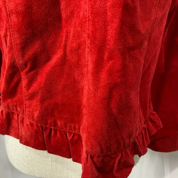 Vintage Christopher & Banks red suede leather jacket large - Image 8