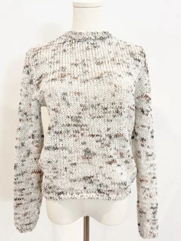 8 by Yoox Speckled Sweater Small Cozy Grandmacore Confetti Chunky Knit Retro Top - Image 2