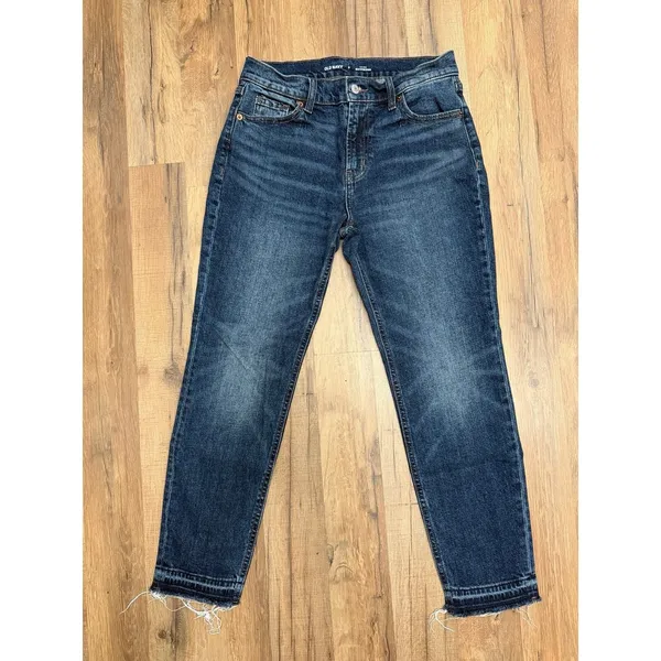 Old Navy‎ Mid Rise Boyfriend Jeans Women's Size 0 Blue Raw Hem Denim Pants - Image 3