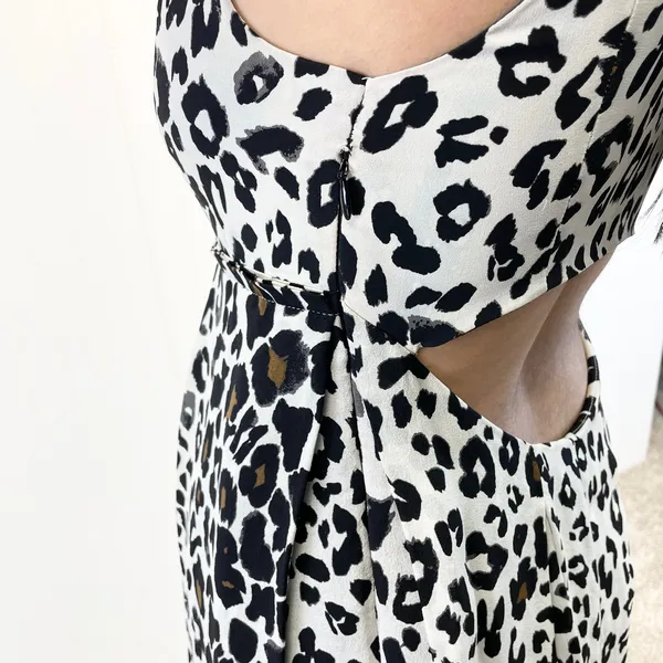 A.L.C. Frank Womens S 100% Silk Dress Leopard‎ Animal Print Cutout Back USA Made - Image 4